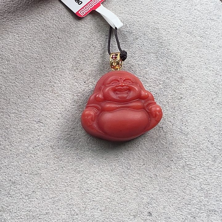 南红玛瑙18K金镶嵌吊坠