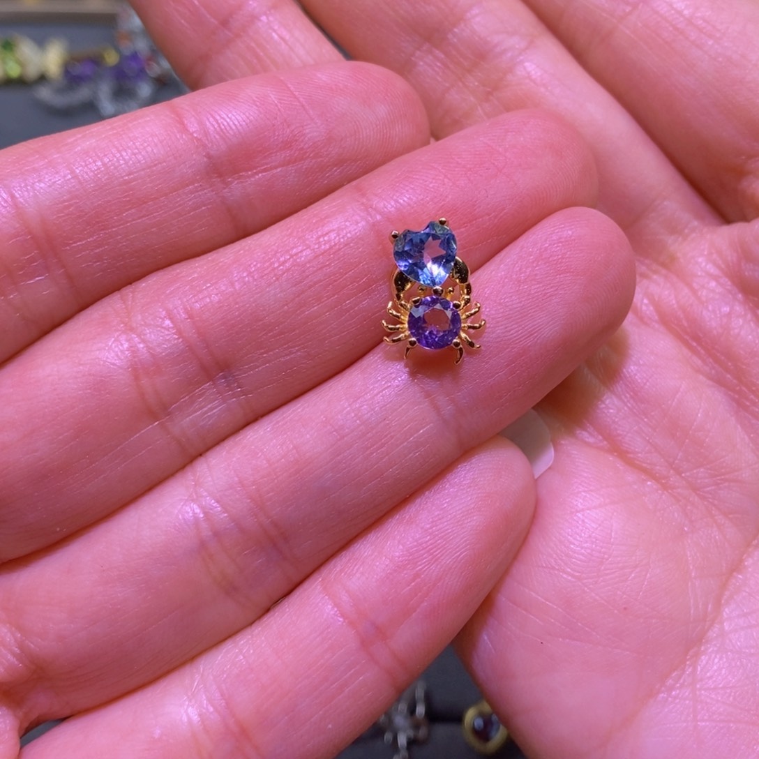 紫晶吊坠(不含链)银S925镶嵌托帕➕紫水晶