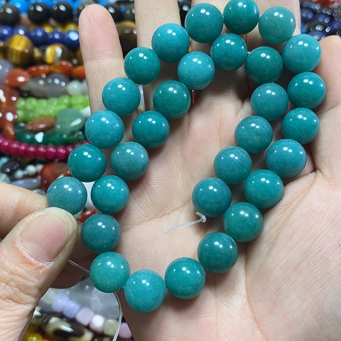 玛瑙/玉髓未镶嵌珠宝半成品天河玉石一条卡12mm