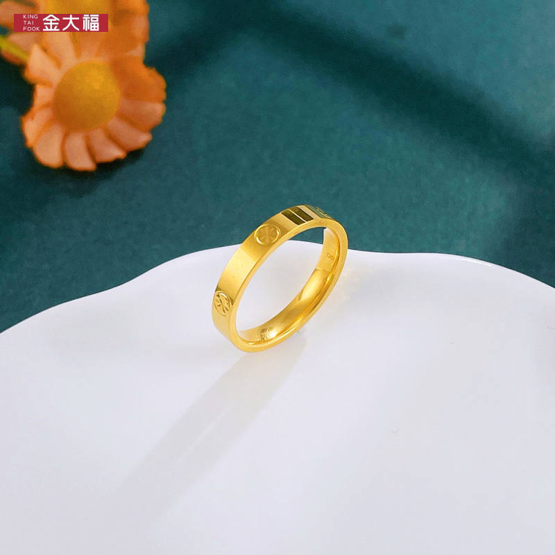 米字亮面戒指金大福足金