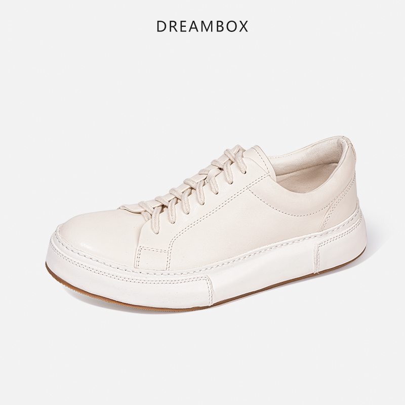 DREAMBOX钧博vibram高端马皮小白鞋男款平底轻便舒适白色休闲板鞋商品图