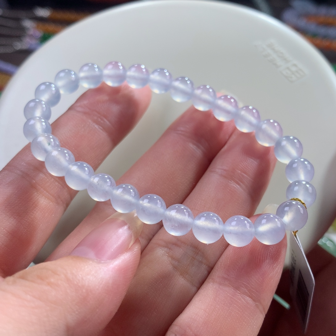 翡翠未镶嵌手链翡翠玻璃钢冰茅台白卡6.60+