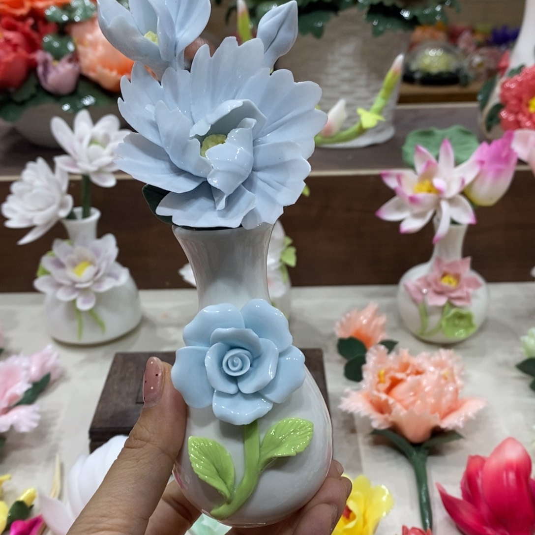 摆件陶瓷手工花摆件