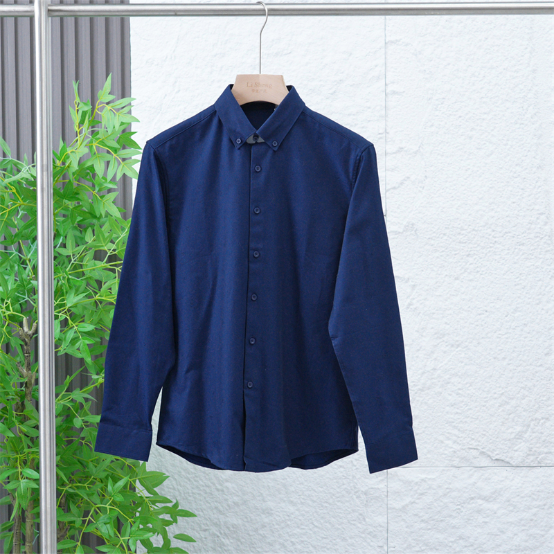 【退货补运费】秋冬男士磨毛薄绒保暖简约商务休闲经典纯色衬衫1321