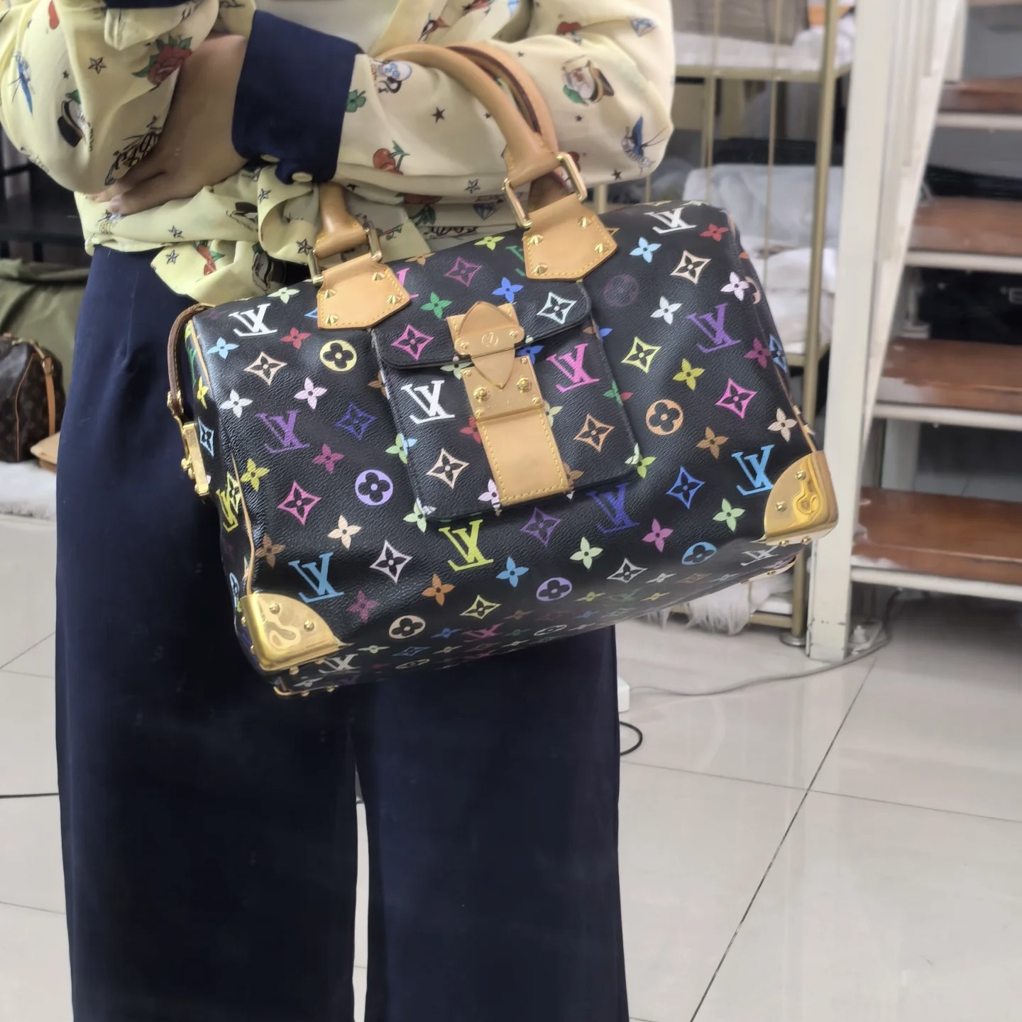 95新 LouisVuitton/路易威登 Lv黑三彩波士顿973097