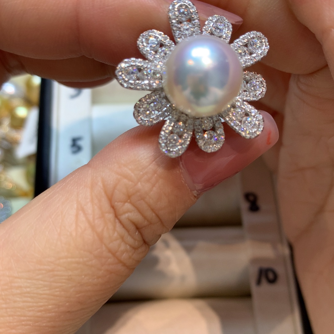 海水珍珠戒指银S925镶嵌