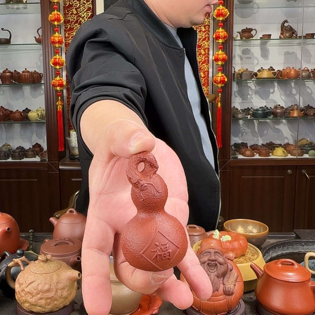 紫砂茶壶葫芦朱泥