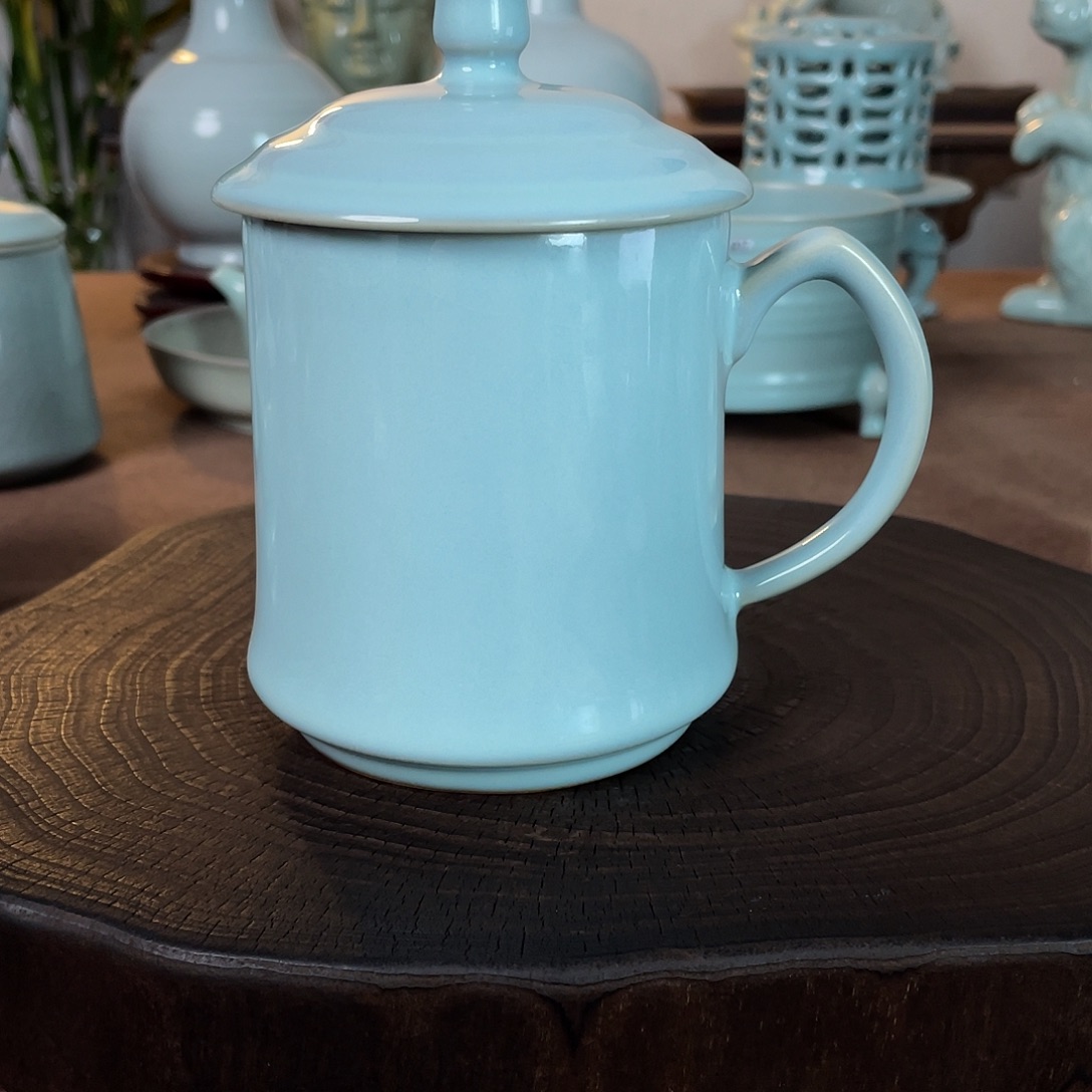 瓷微瑕简包办公杯原矿汝瓷当代