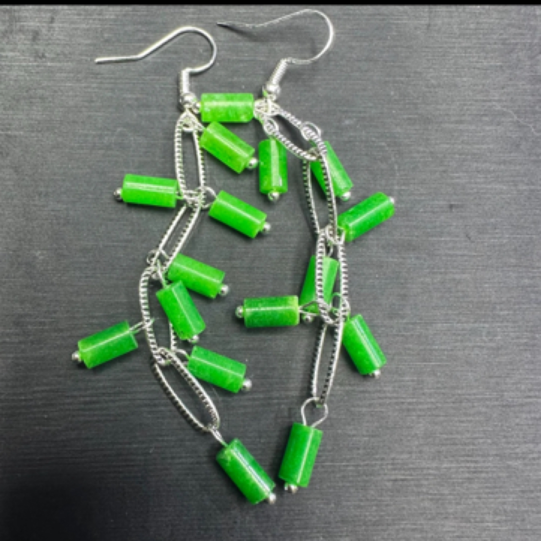 满绿桶珠耳饰 A262