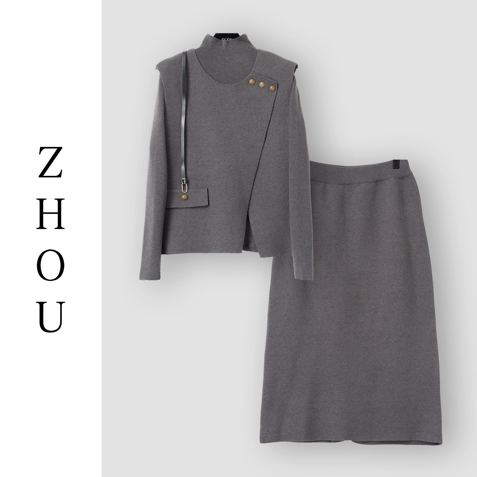 （周哥甄选）灰色时尚套装-31794