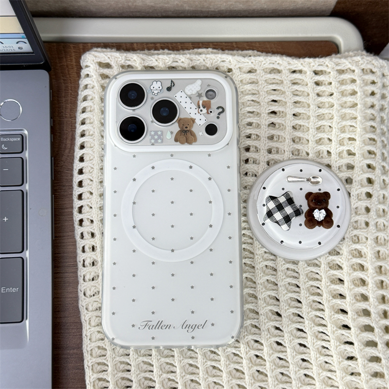 小众ins风简约波点立体小熊适用16promax手机壳iPhone17苹果15/14