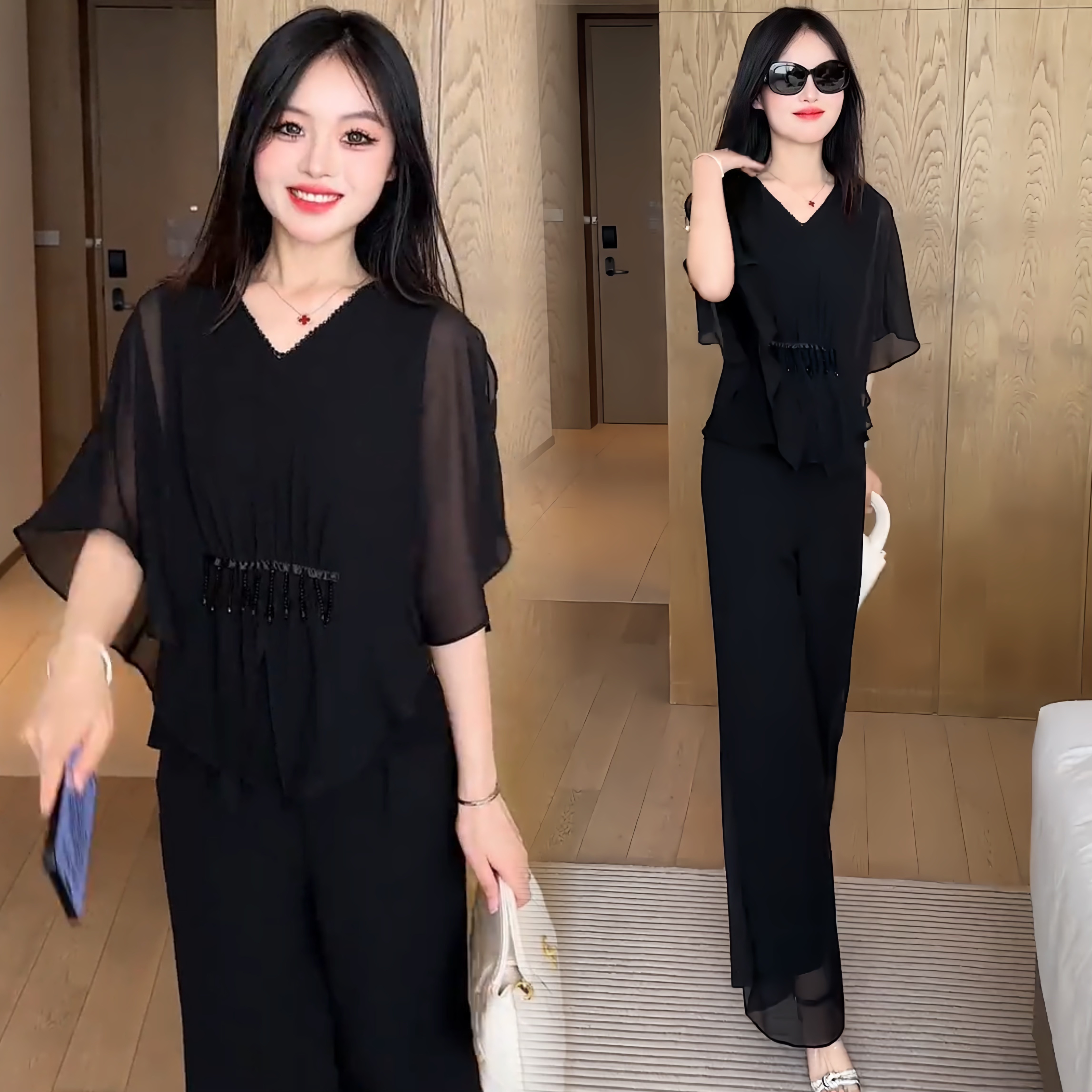 2025时尚套装阔腿裤洋气宽松休闲减龄女装百搭女神夏季爆款