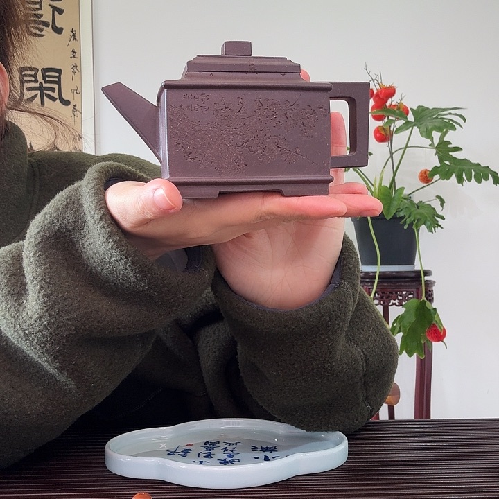 紫砂茶壶雅方300cc老紫泥