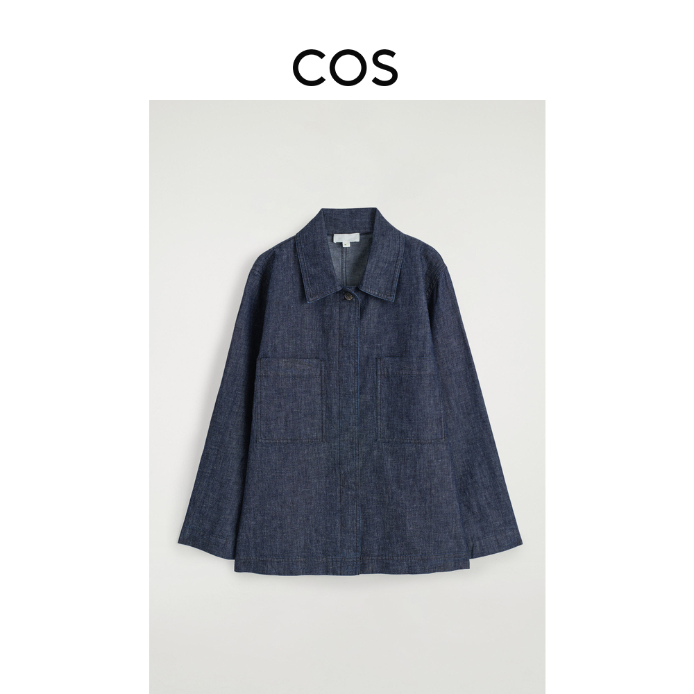 COS女装 休闲版型侧边系带丹宁牛仔衬衫2025夏季新品1272911002
