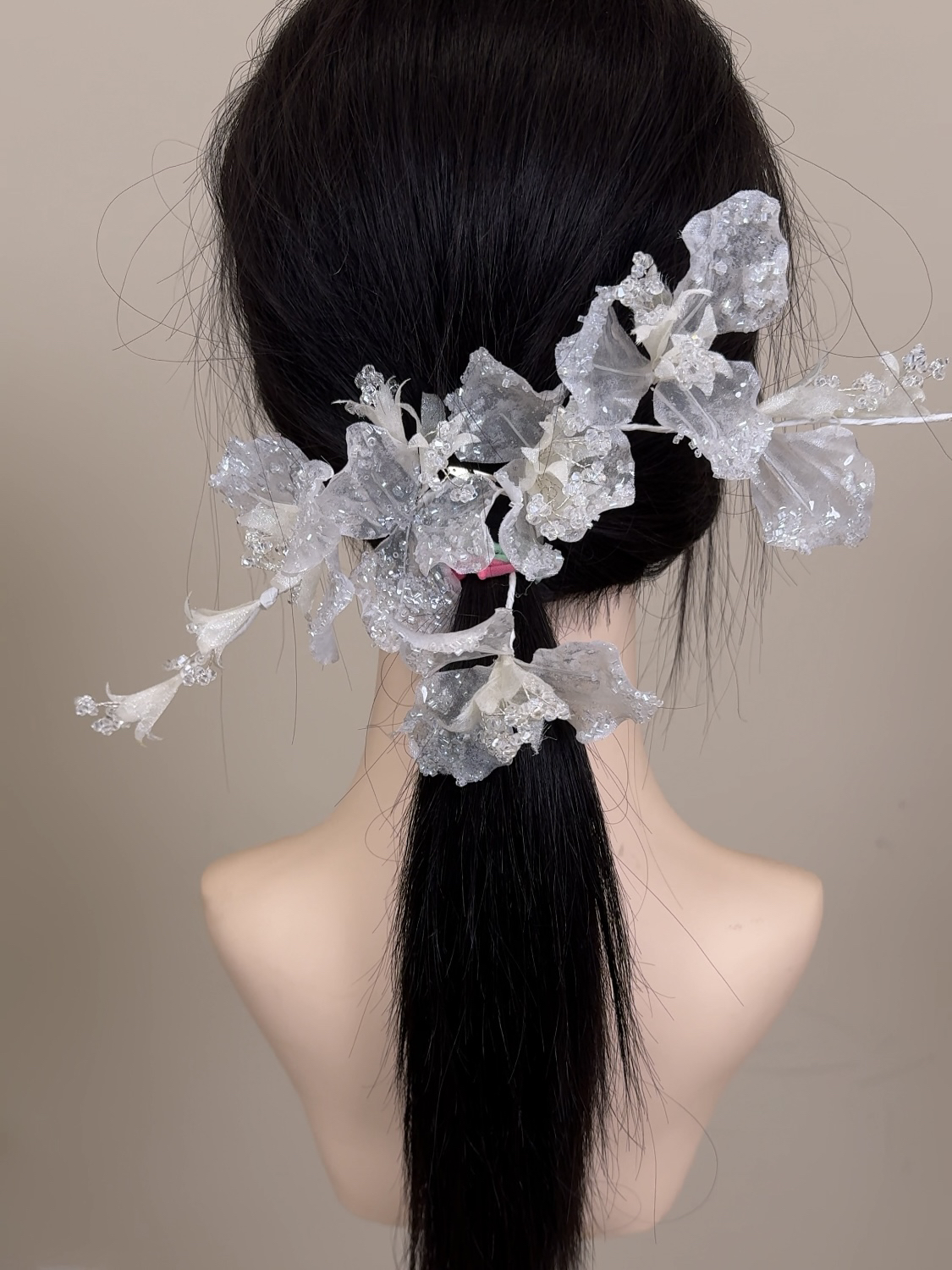 滴胶手工凌霄花水晶头饰 2大1小