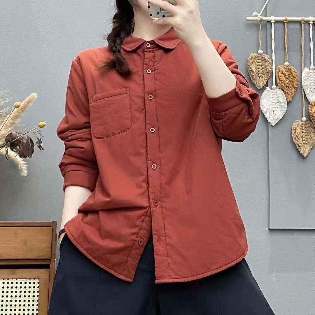 兰薰（夹棉衬衫）女士秋冬纯棉衬衫可单穿可内搭休闲保暖百搭承2275