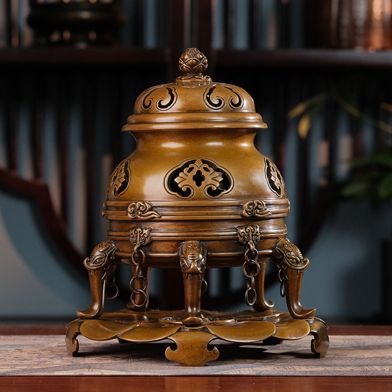 苏工李迎春制带座帝王炉 四大名炉 精炼铜香炉家用室内摆件铜炉