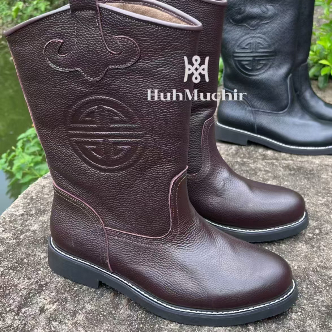 蒙古头层牛皮单靴男士民族风潮流风时装靴演出靴工作靴