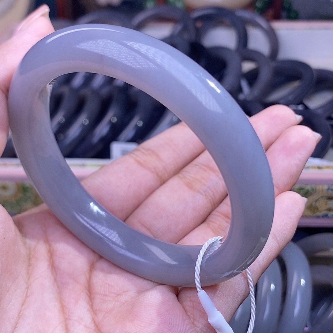 和田玉清货价烟紫冰底手镯59.3未镶嵌