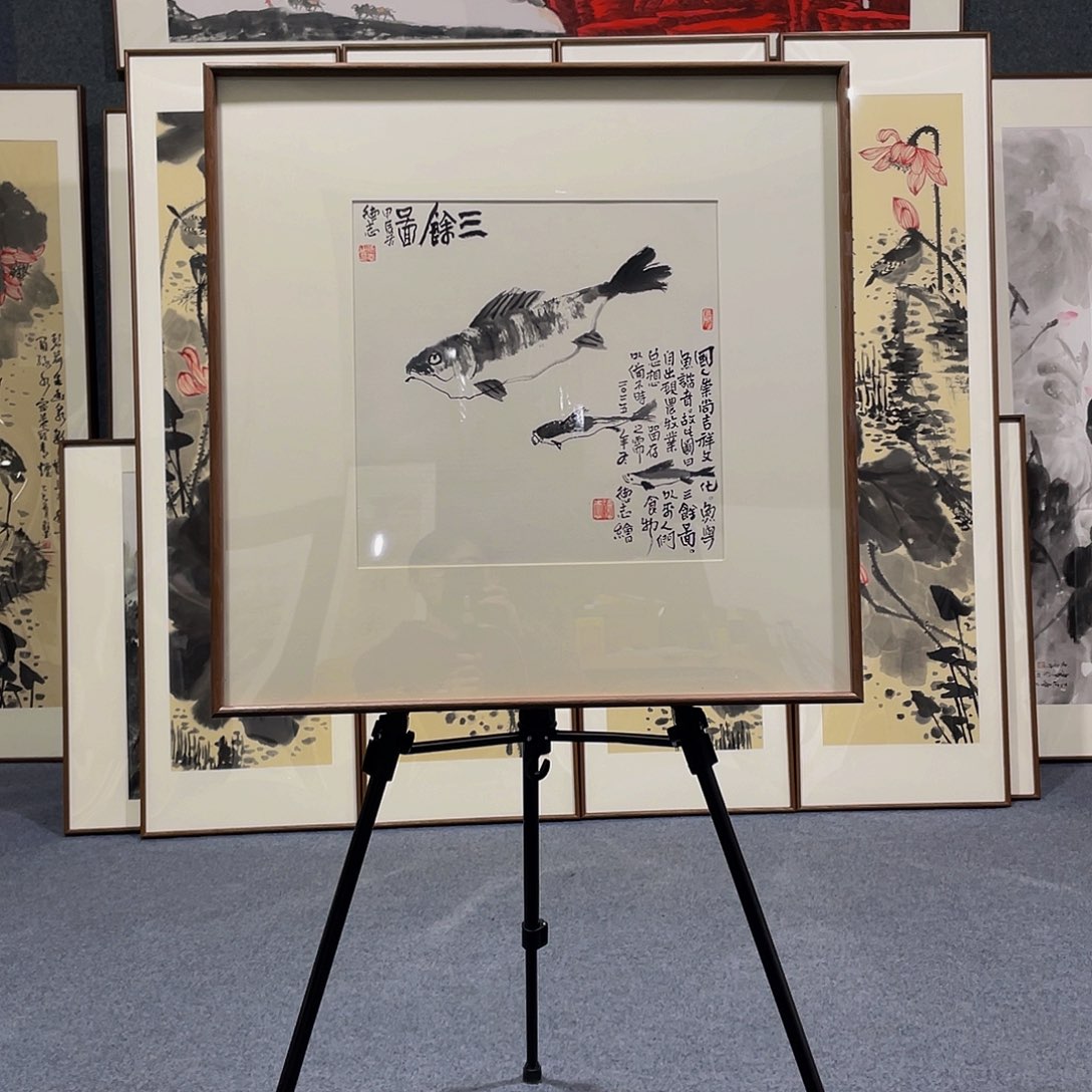 国画手绘作品带框