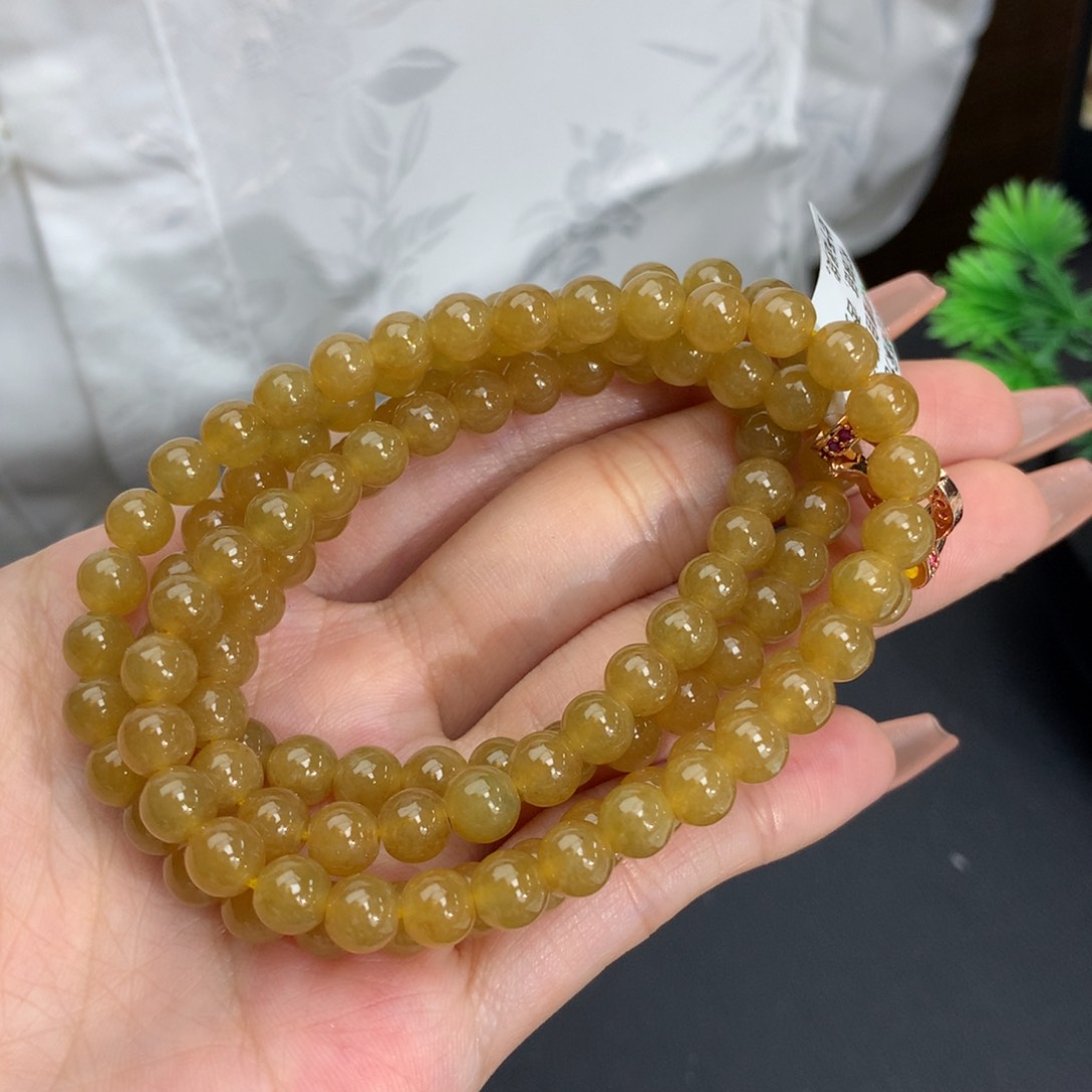 翡翠手链未镶嵌卡6冰胶黄翡项链