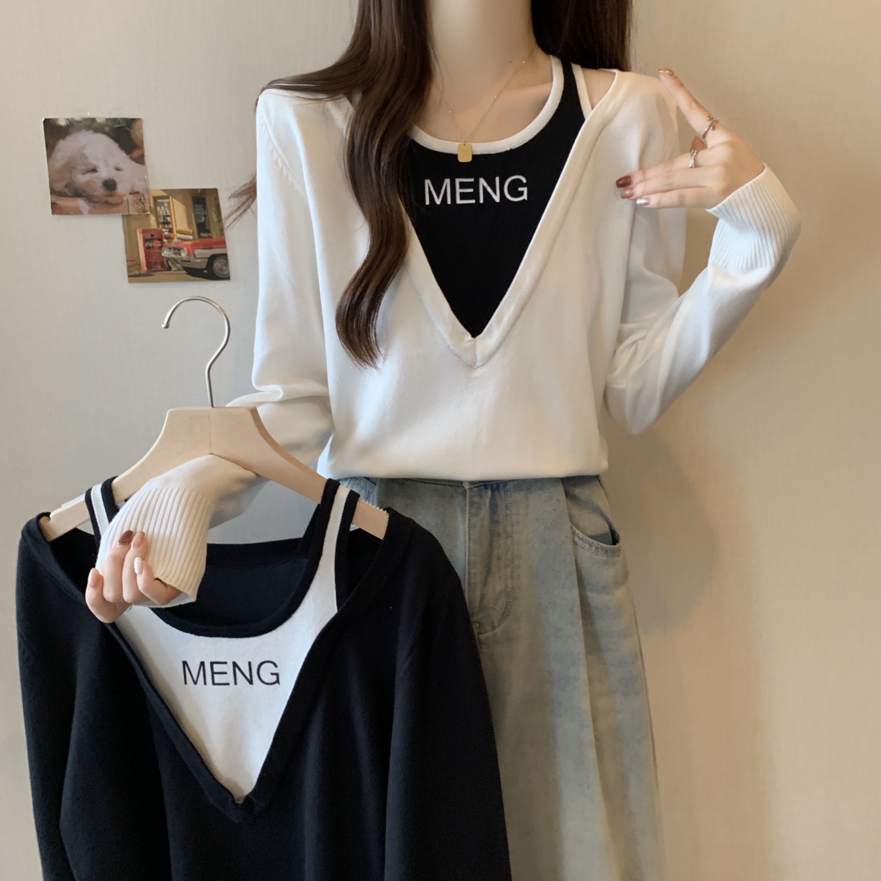 0511 大码女装秋冬新款时尚宽松显瘦减龄针织衫胖妹妹毛上衣女