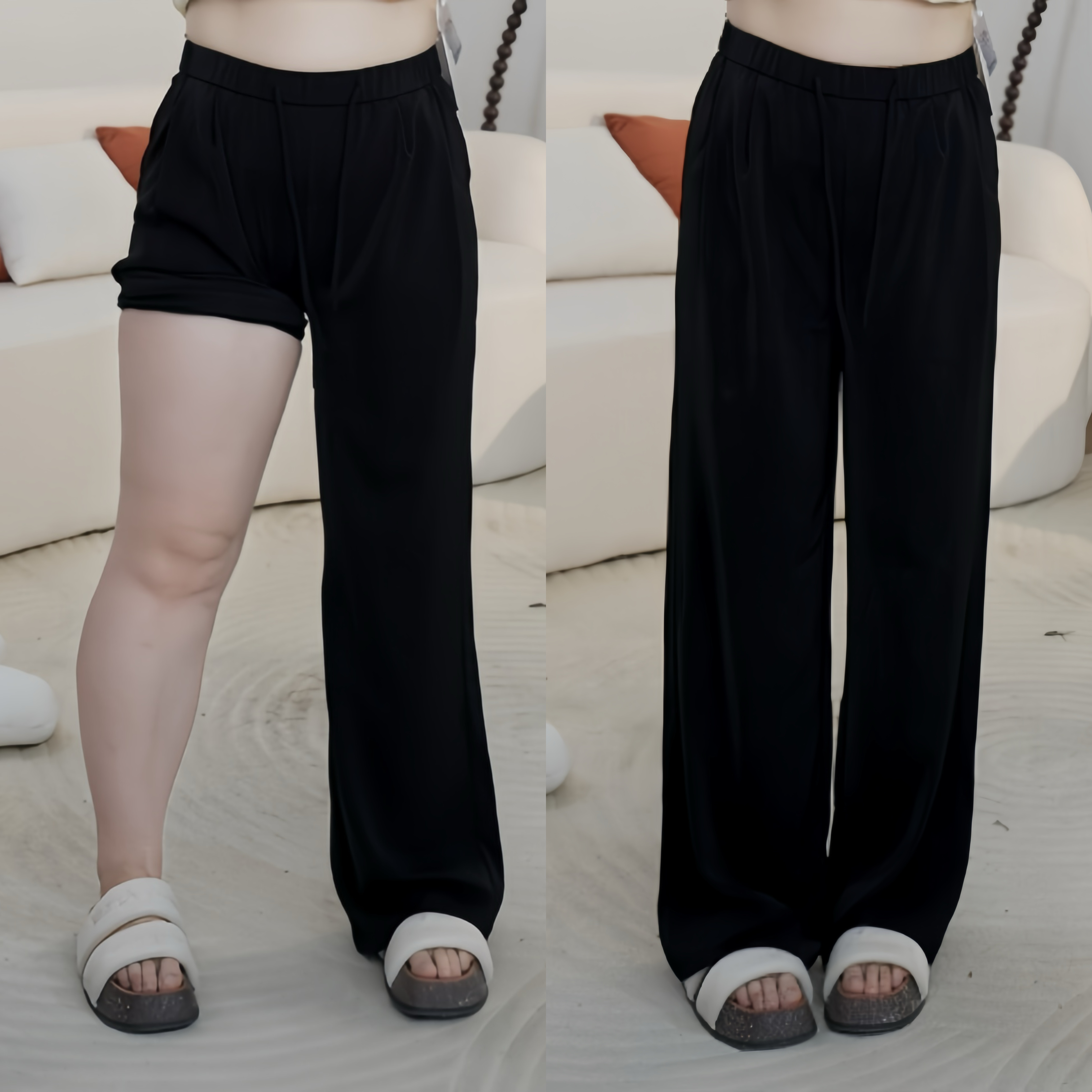 NANJIE/七七【冰川裤】夏季防铜氨丝显瘦百搭阔腿直筒裤 XNS6334