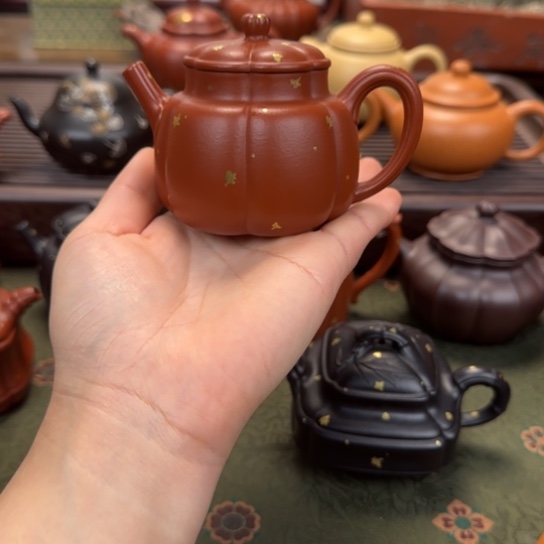 茶壶紫砂宜兴紫砂繁花洒金朱泥
