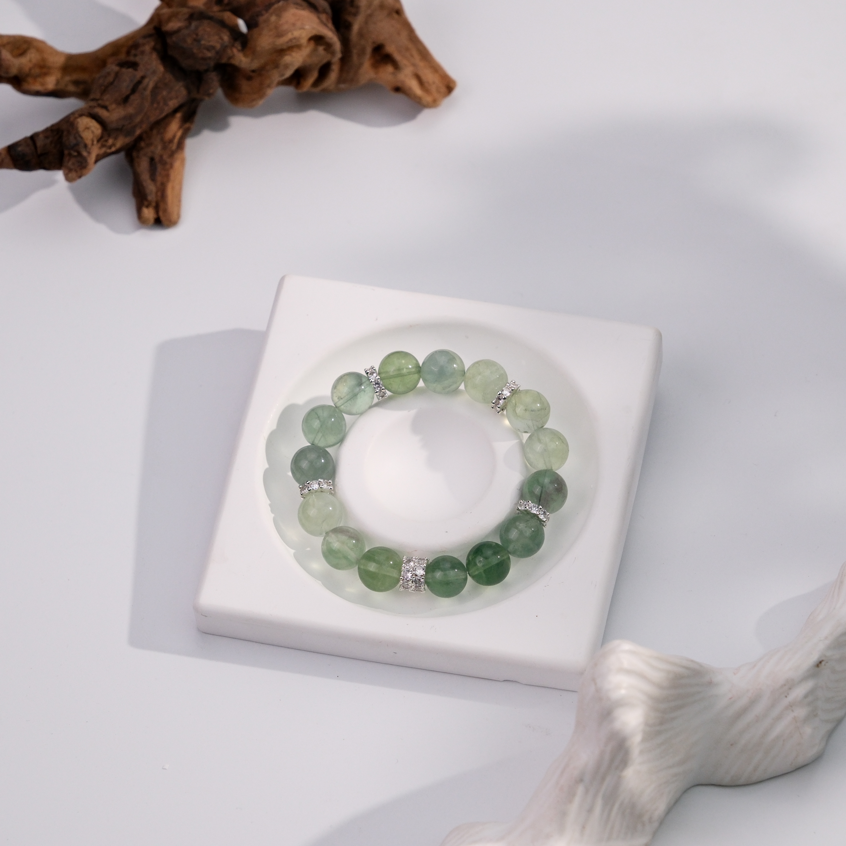 【泓钰珠宝】天然水晶绿莹石薄荷绿水晶手串3035