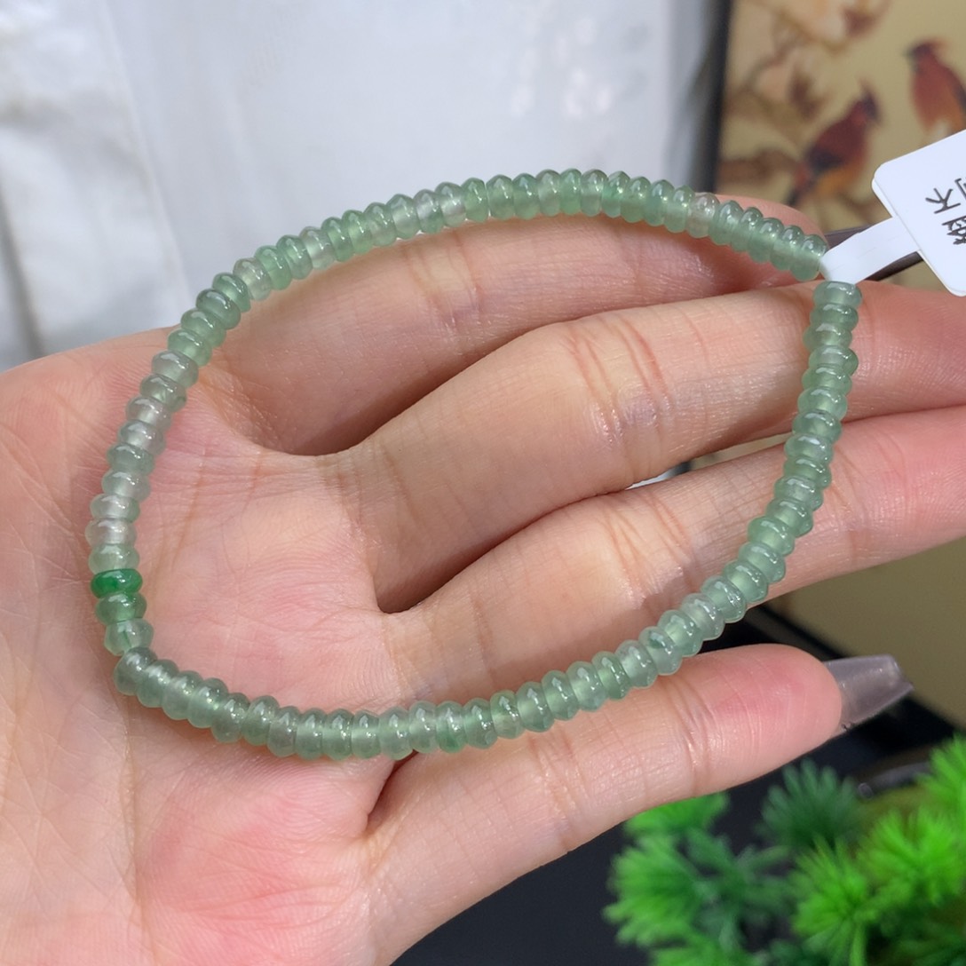 翡翠颈饰未镶嵌卡4.2冰晴算盘手串