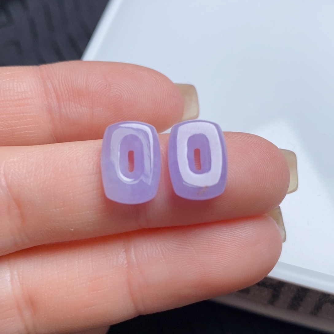 翡翠未镶嵌耳饰冰紫小方糖