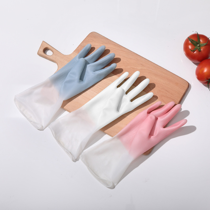 【新疆包邮】5双PVC家务手套厨房加厚防水渐变色胶手套家务清洁橡胶