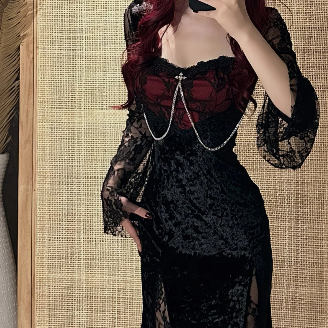 秋冬辣妹温柔风法式绝美设计感修身内搭裙超仙鱼尾连衣裙纯欲风