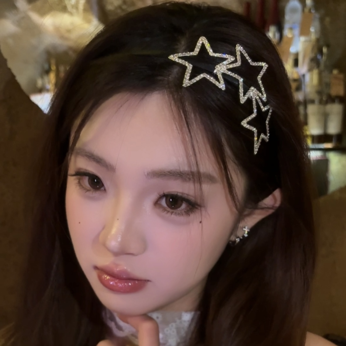 Y2K女孩发箍！镂空水钻星星发箍精致发卡外出甜酷百搭少女发饰