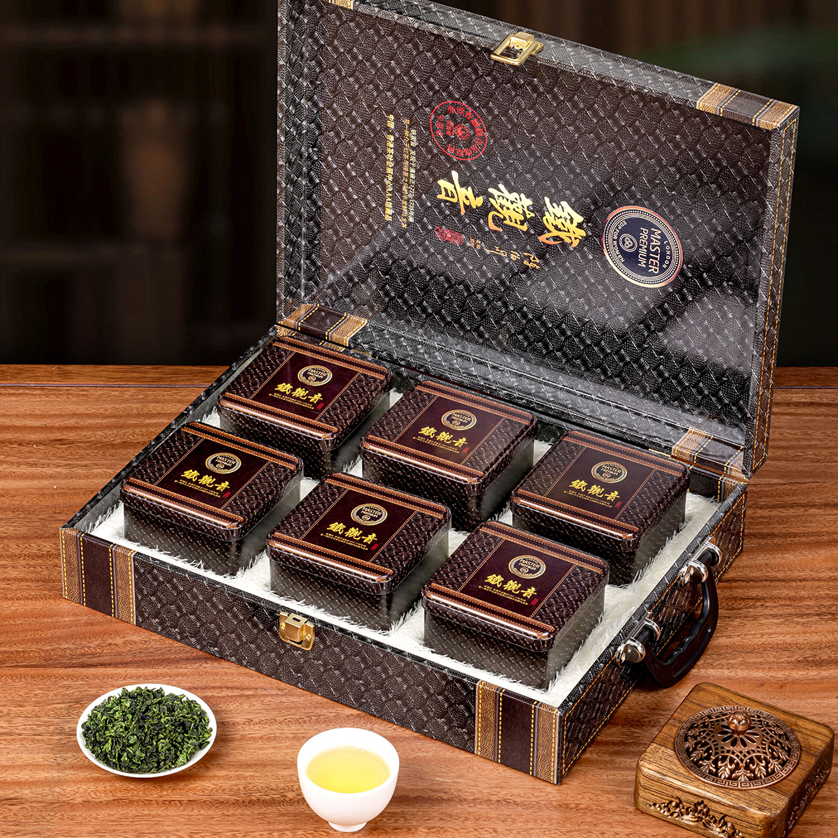 过节送礼乌龙茶手提箱铁观音清香型新茶安溪铁观音500克高档礼盒