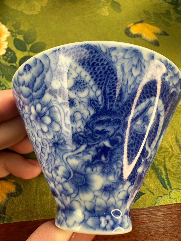 《澐山赋》龙穿万花柴窑漱口斗笠杯