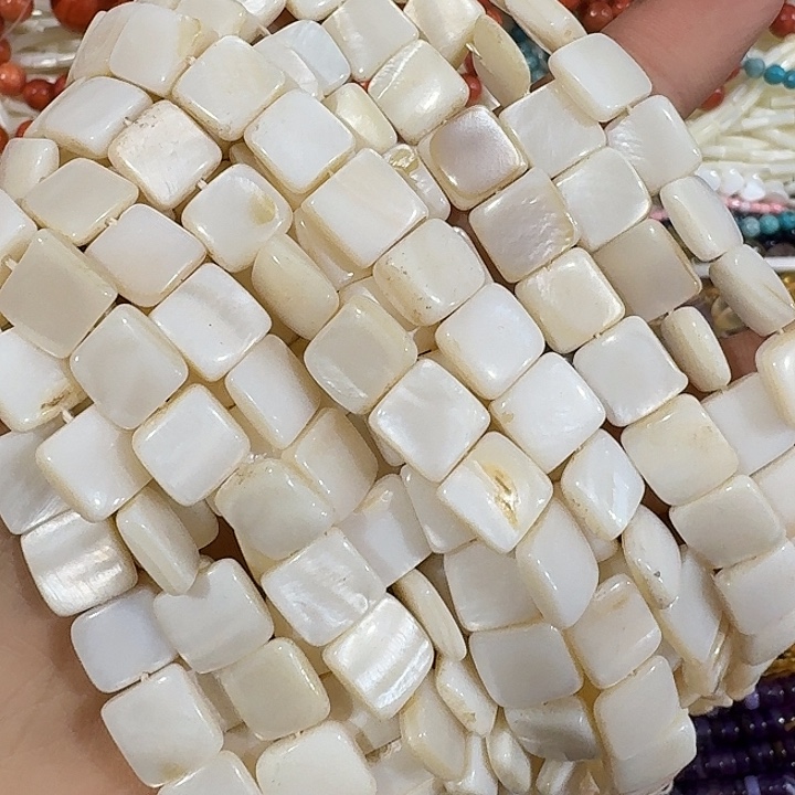 玛瑙/玉髓合金珠宝半成品3条10mm贝壳正方形