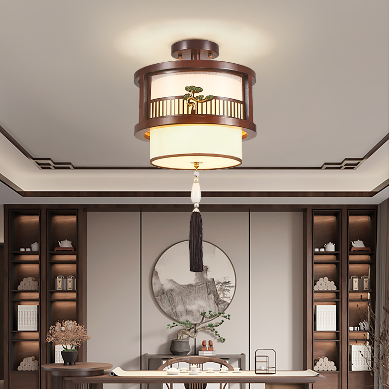新中式实木吸顶灯门厅简约玄关过道走廊入户灯