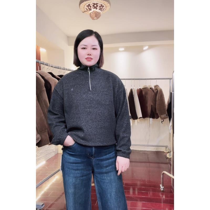 XY820（聚水潭）休闲长袖秋冬百搭加厚纯色女士长袖