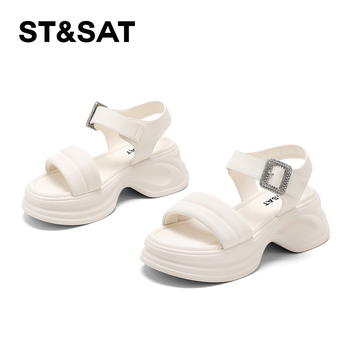 St&Sat/星期六时尚运动舒适25百搭夏季新款休闲风软底露趾女凉鞋 