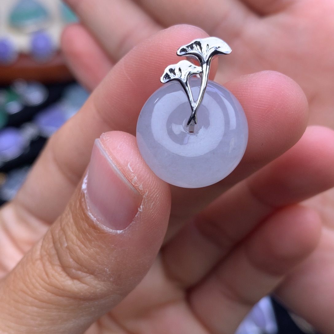 翡翠吊坠(不含链)18K金镶嵌