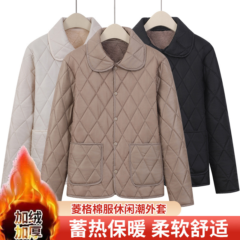 加厚【菱格棉服】女冬季翻领棉衣外套保暖蓄热休闲加厚棉服外套5886