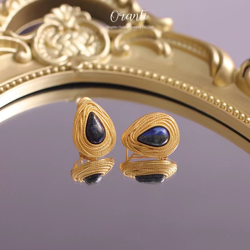 合金亚克力耳饰 合金亚克力耳饰新中式金属编织水滴耳钉女防银针