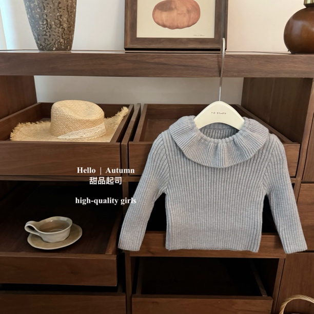 【甜品起司】大娃娃领！超软糯巨百搭秋冬女宝宝打底针织花边毛衣