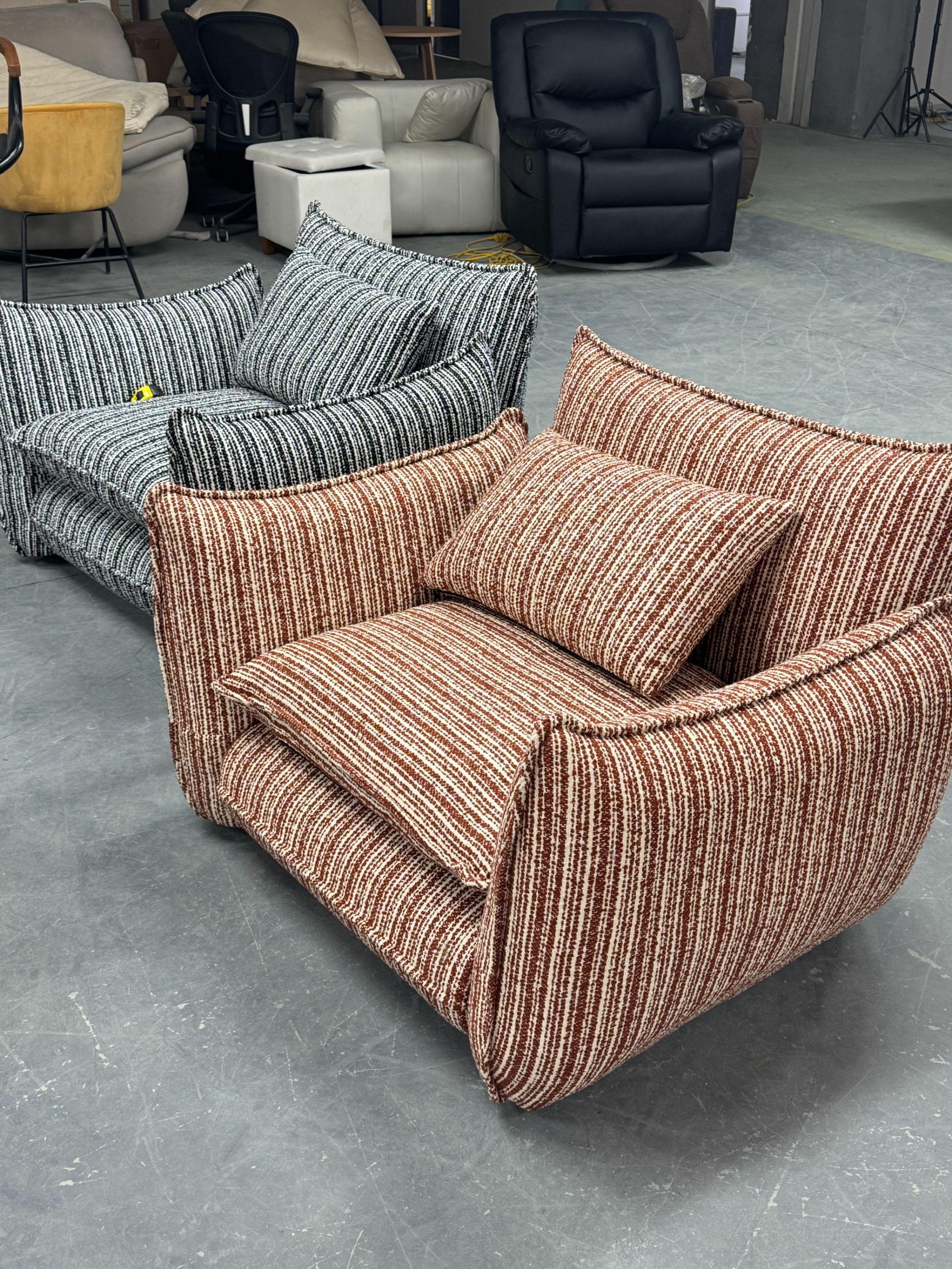 意式极简单人沙发椅小户型懒人布艺