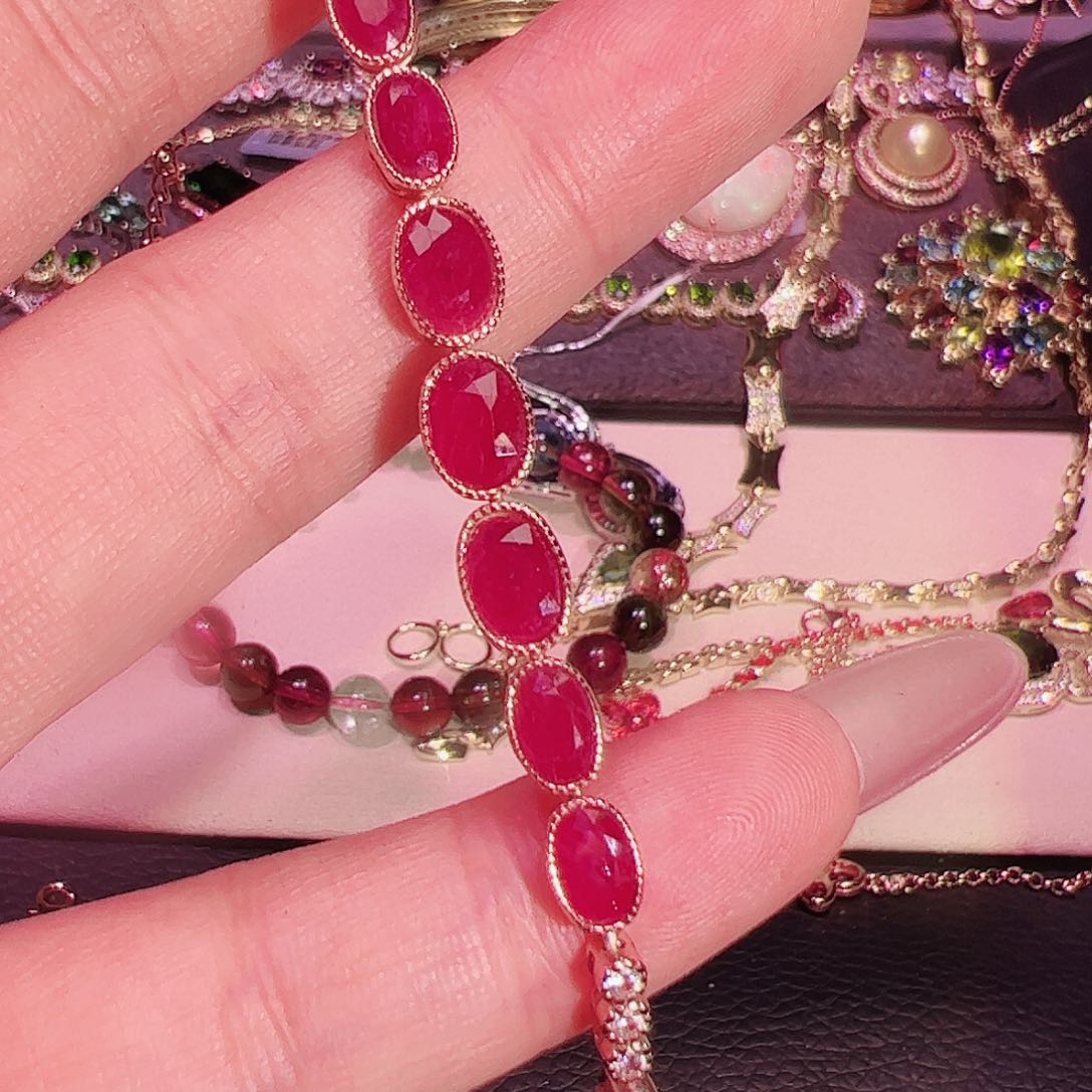 红宝石手链银S925镶嵌