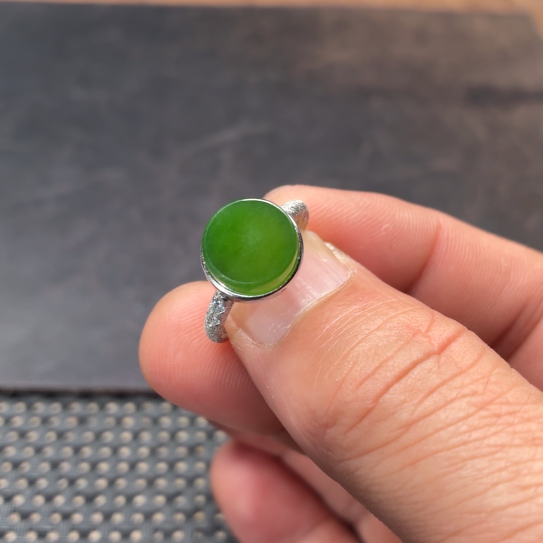 和田玉银S925镶嵌戒指