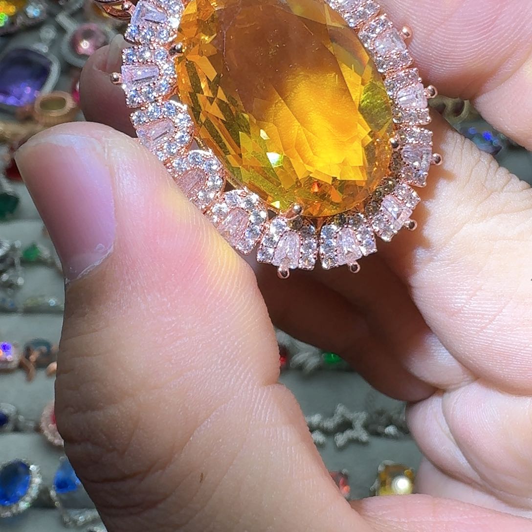 绿水晶戒指银S925镶嵌