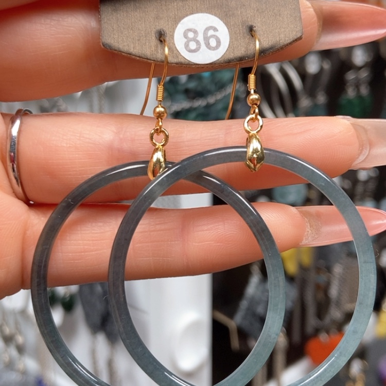 【闪购商品】翡翠耳饰银S925镀金镶嵌