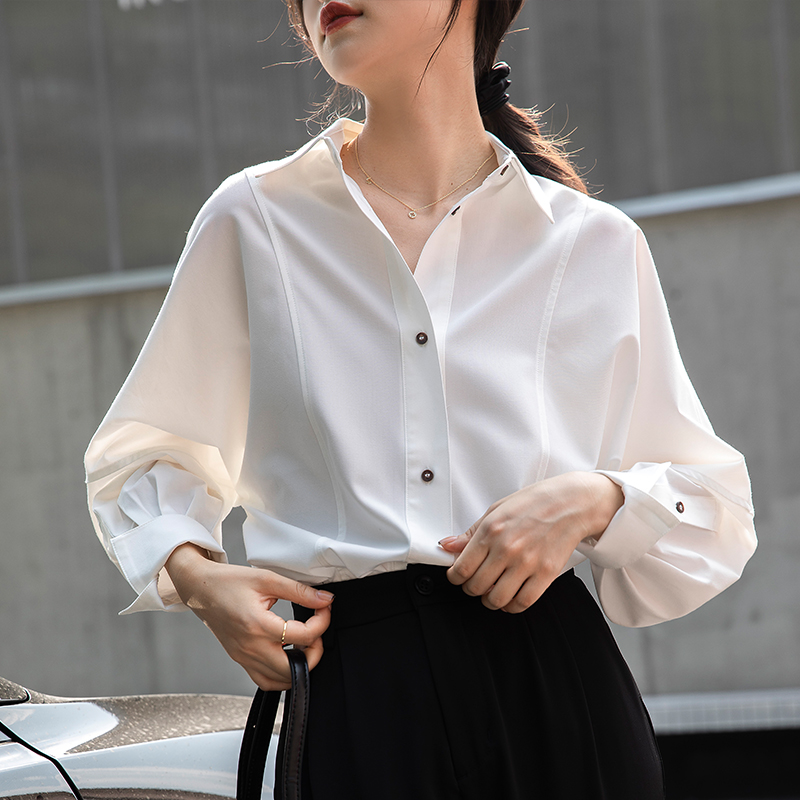 抗皱法式白色衬衫女上衣2025秋季新款设计感小众长袖衬衣